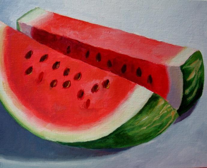 Арбуз цветными карандашами