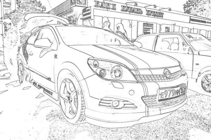 Раскраска машина Опель Астра