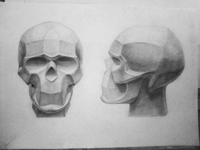 Череп пастелью