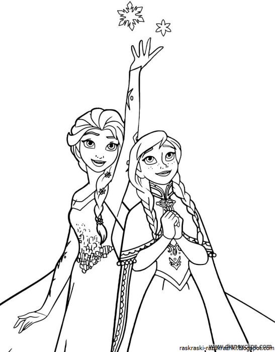 Раскраски для девочек Холодное сердце Эльза и Анна