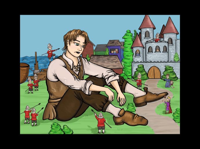 Путешествие Гулливера в Лилипутию рисунок