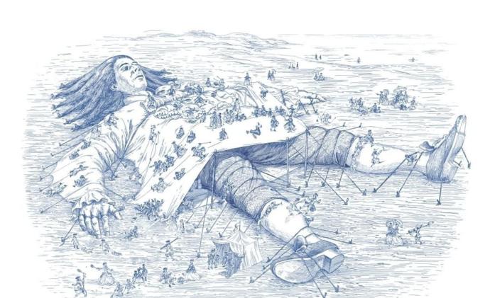 Путешествие Гулливера в Лилипутию рисунок