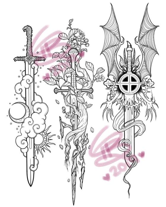 Меч тату эскиз
