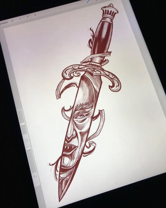 Кинжал тату неотрад