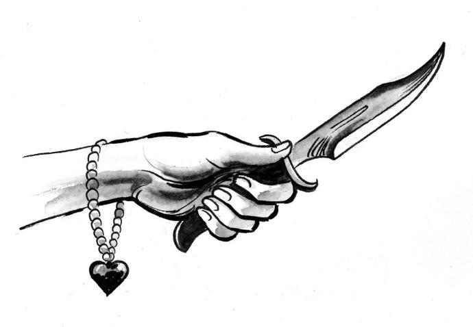 Нож в руке иллюстрация