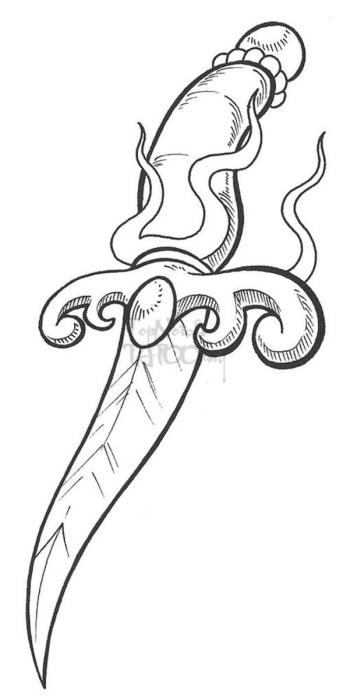 Кинжал тату эскиз