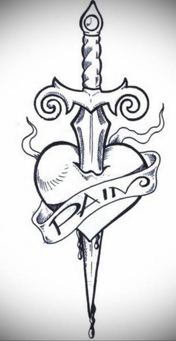 Сердце с кинжалом эскиз