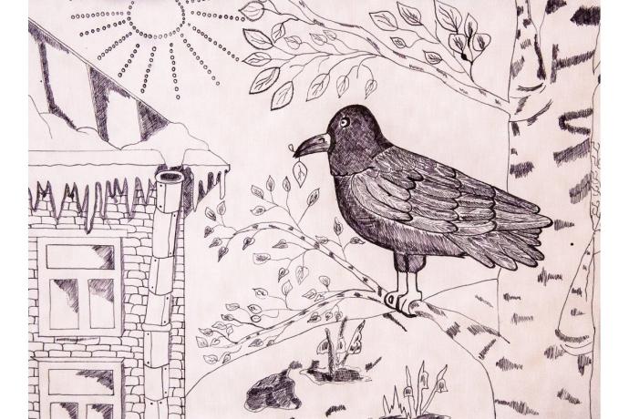 Скворец рисунок