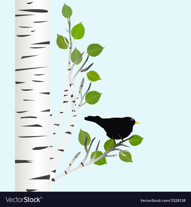 Весеннее дерево со скворечником