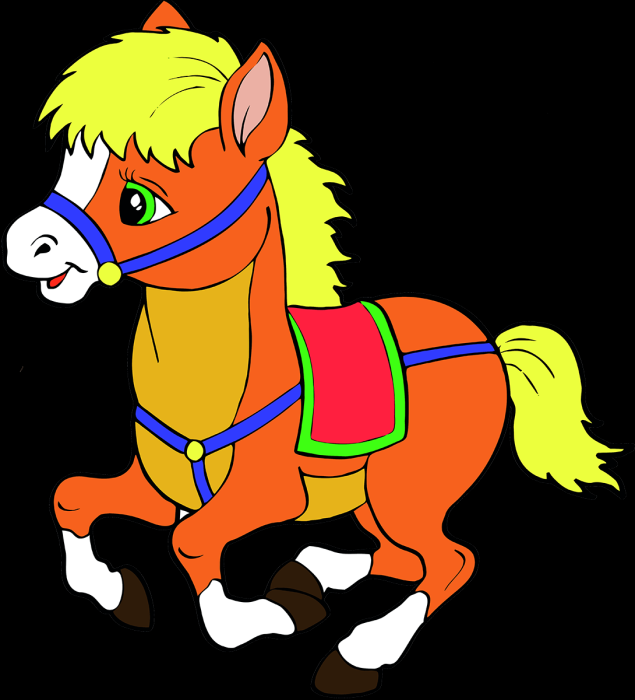 Конь мультяшный на белом фоне