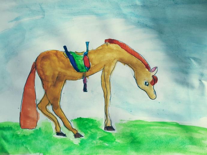 Конь рисунок детский