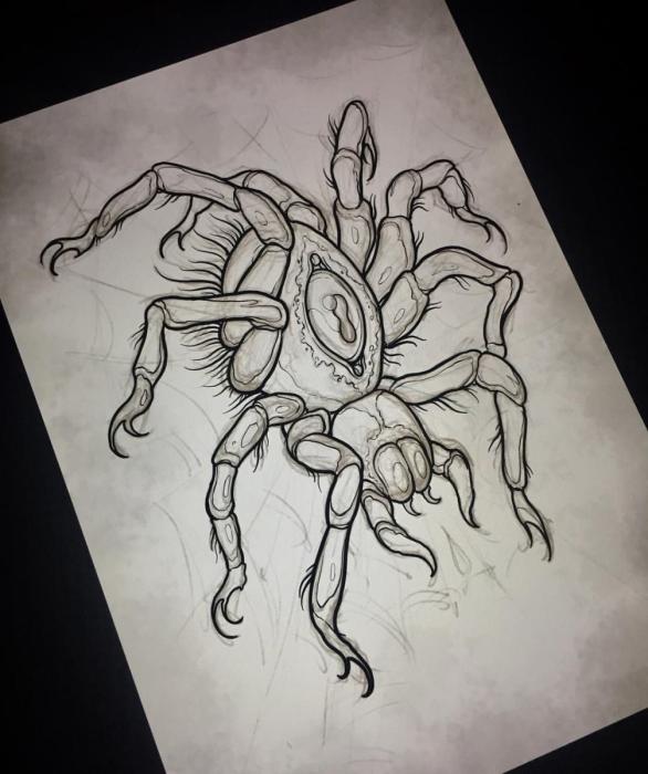 Тату паук трайбл