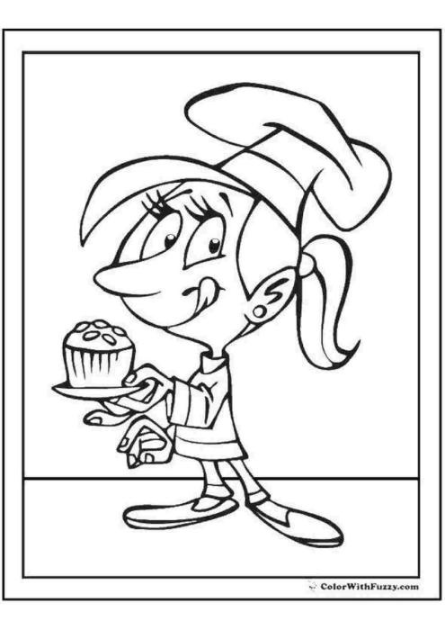 Девочка повар раскраска