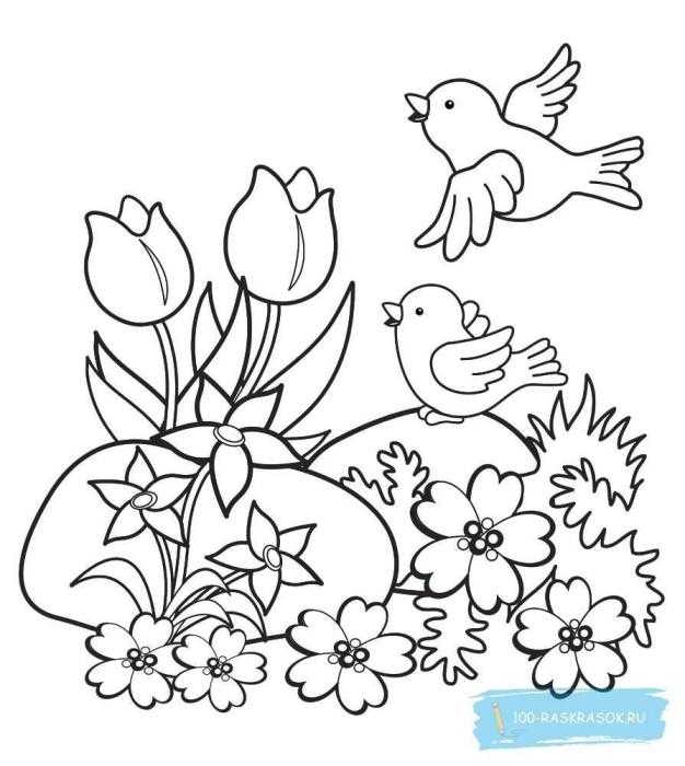 Раскраска цветы на Поляне