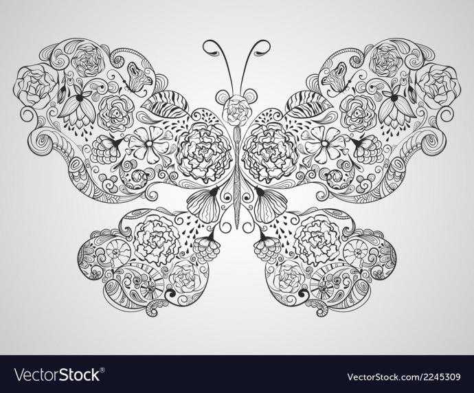 Раскраски антистресс бабочки