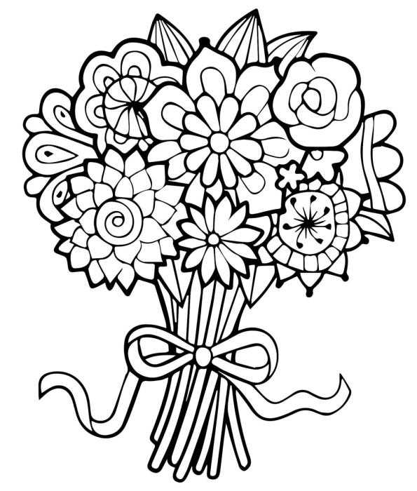 Раскраска цветы букет