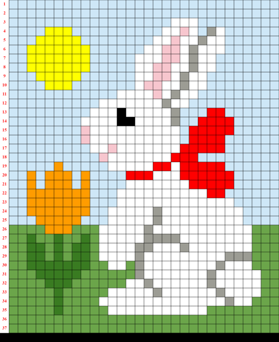 Вышивка зайчика крестиком