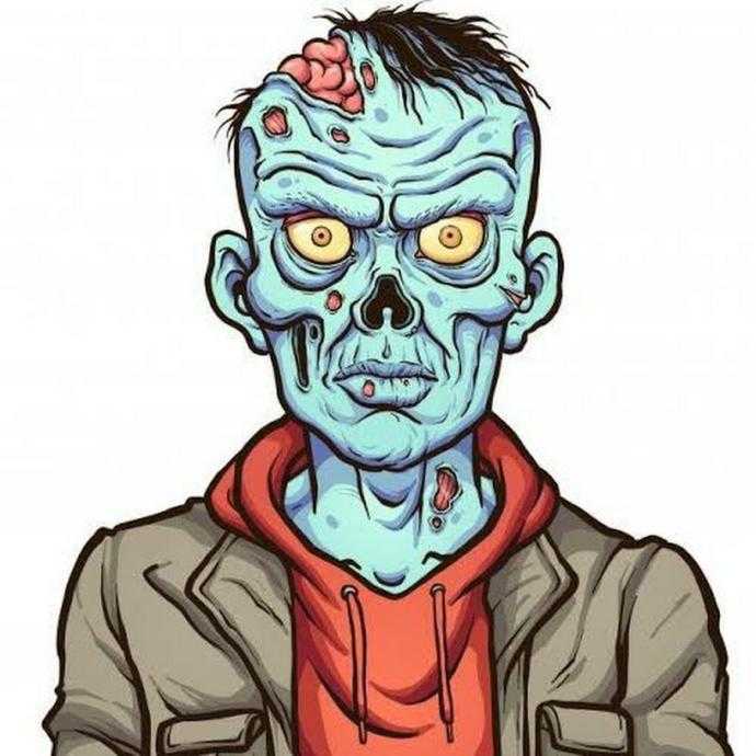 Голова зомби нарисованная