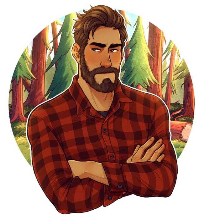 Бородатый мужчина и девушка арт