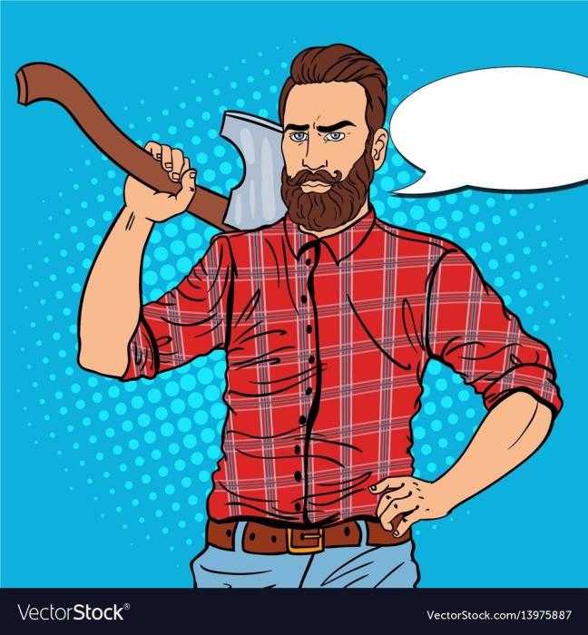 Брутальный мужчина с бородой и топором