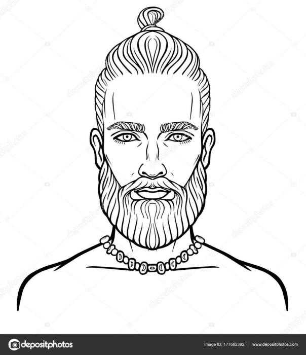 Бородатый мужчина рисунок лицо