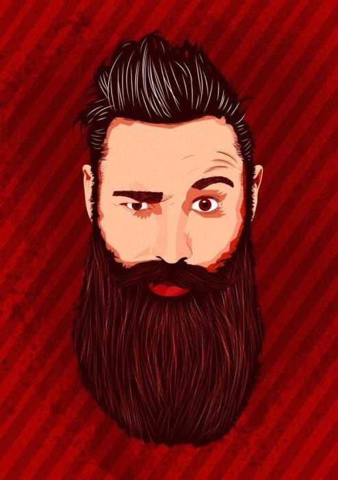 Парень с бородой в стиле поп арт