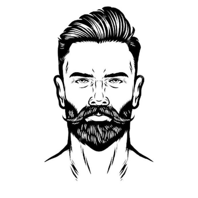 Мужчина с бородой в стиле поп-арт