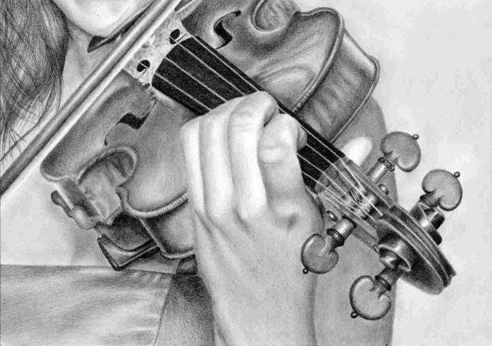 Скрипка рисунок карандашом