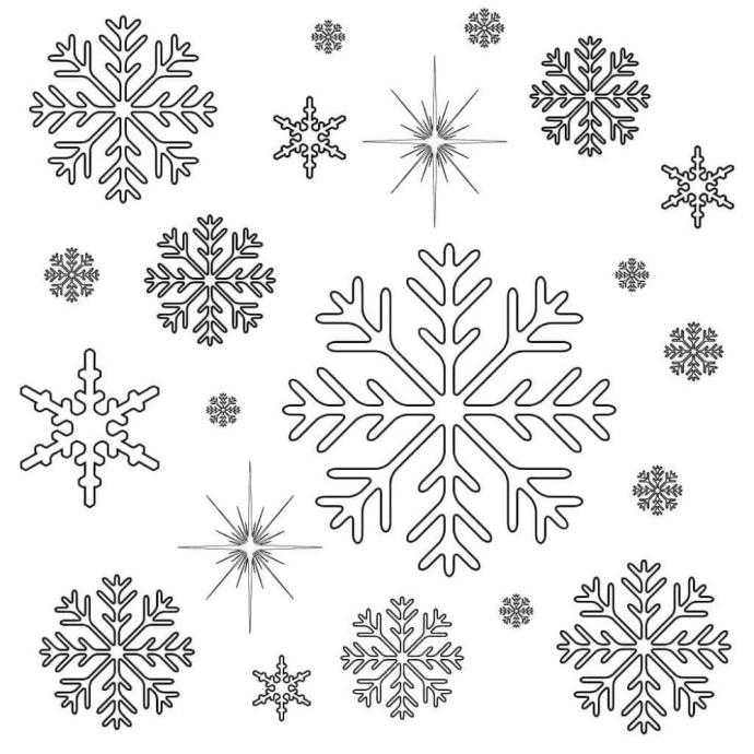 Раскраска маленьких снежинок