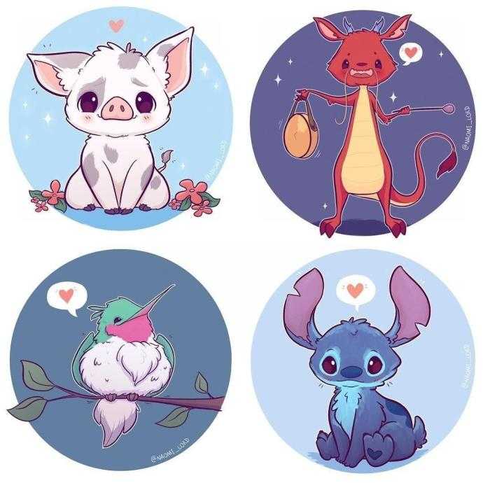Стикеры Чиби животные Наоми Лорд