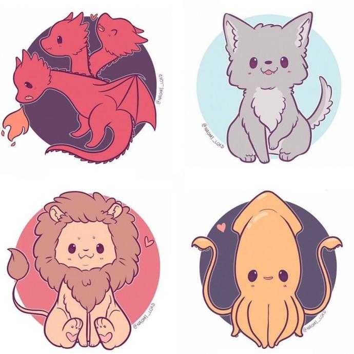 Стикеры Чиби животные Наоми Лорд