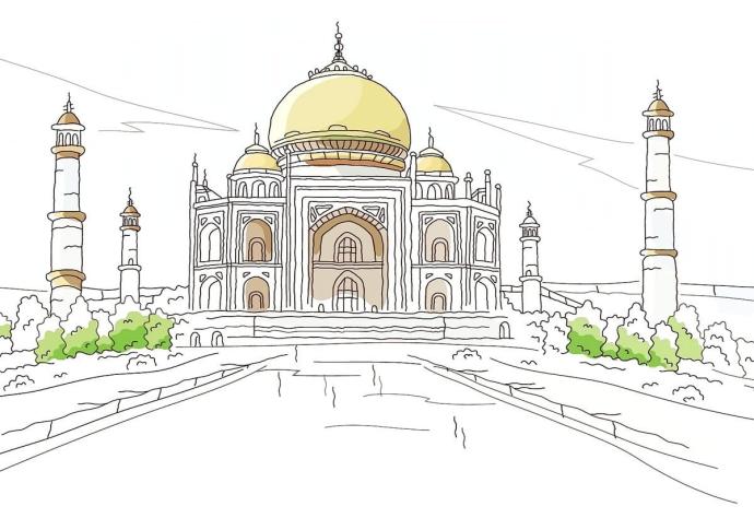 Памятник архитектуры Тадж Махал рисунок