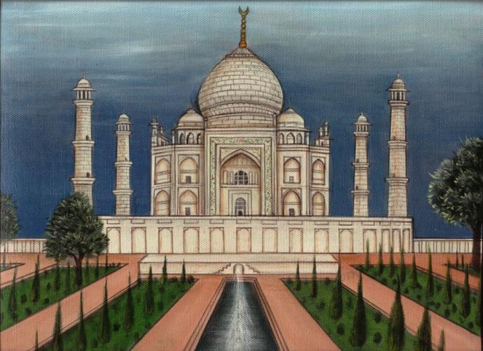 Индийский храм Шах Махал нарисованный