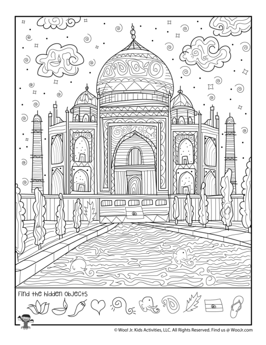 Тадж Махал раскраска