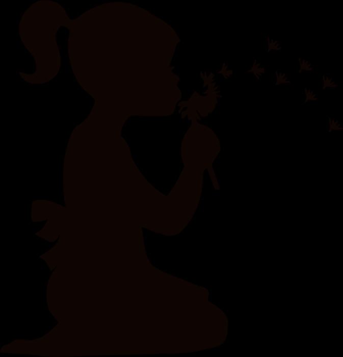 Черный силуэт девочки