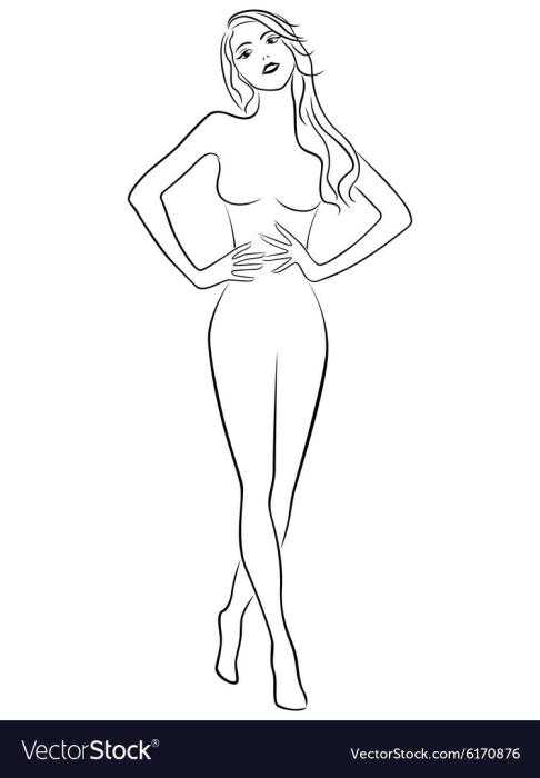 Женский силуэт эскиз