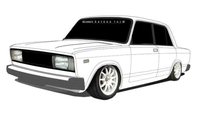 ВАЗ[ 2107 рисунок тюнингованный