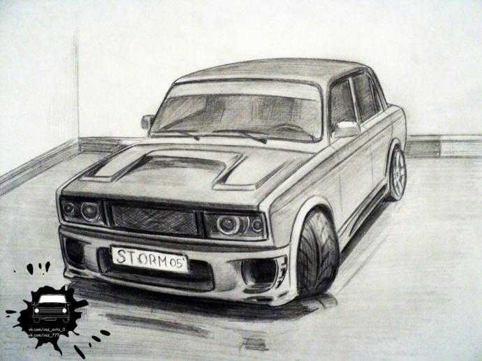 Красивые рисунки карандашом Жигули