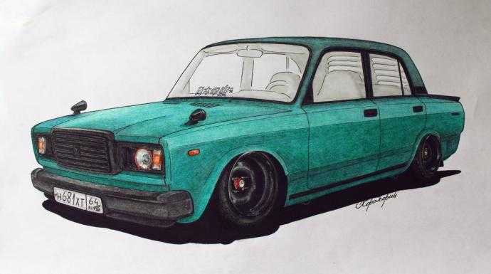 Боевая классика ВАЗ 2107 рисунок