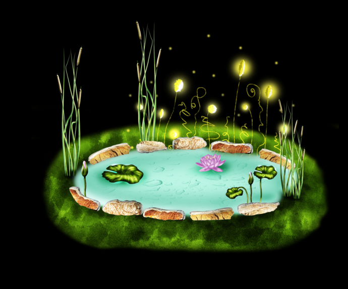Пруд мультяшный