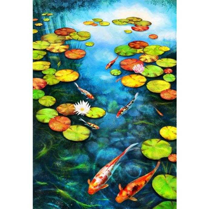 Карпы кои и кувшинки живопись