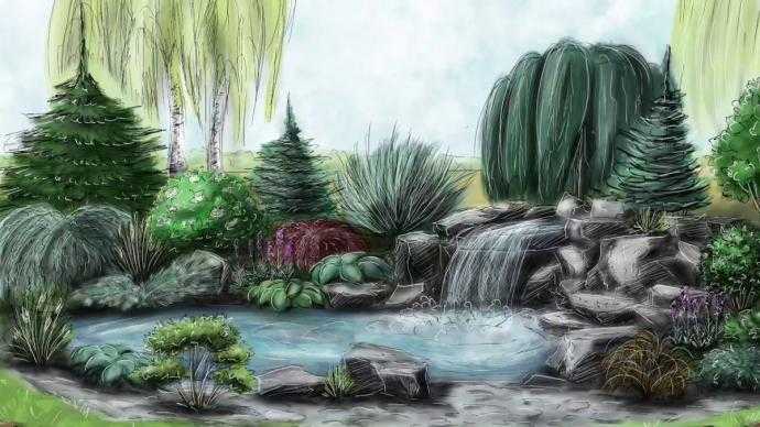 Водоем карандашом