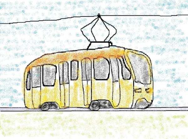 рисунок карандашом трамвай для детей для срисовки