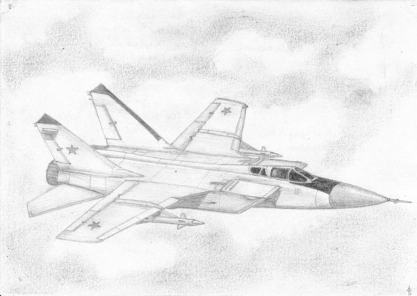 истребитель рисунок карандашом для срисовки
