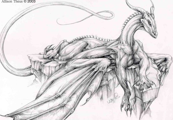 рисунок карандашом дракон для срисовки