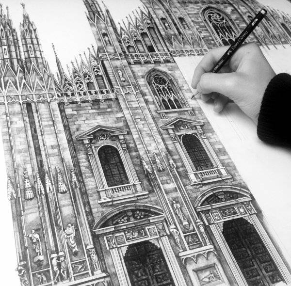 архитектурные рисунки карандашом для срисовки