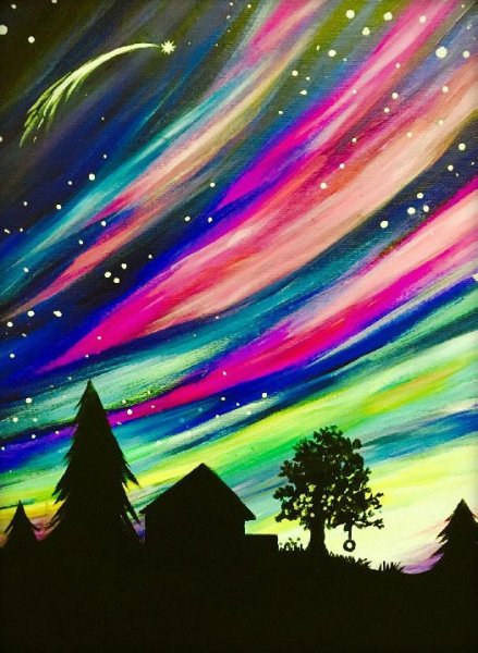 рисунок северное сияние карандашом для детей для срисовки