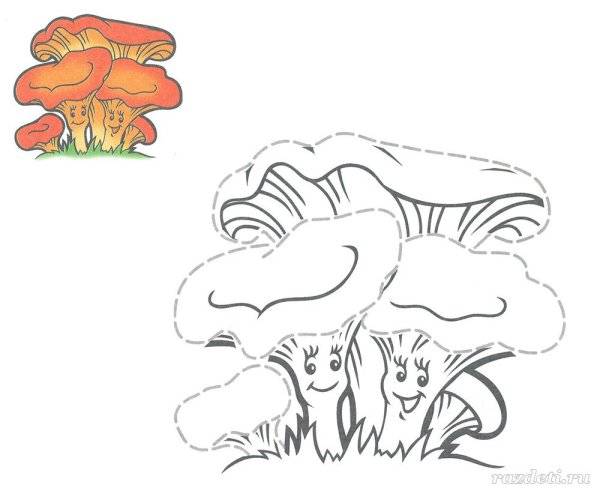 рисунок гриб лисичка для детей карандашом для срисовки