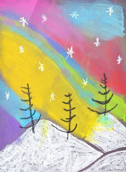 рисунок северное сияние карандашом для детей для срисовки