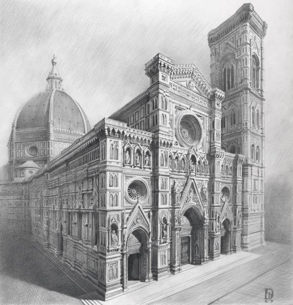 архитектурные рисунки карандашом для срисовки